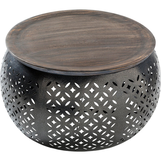 Jaali - 24836 by Surya in black and powder coateddistressed. Made from top: wood, base: metal in a modern style.