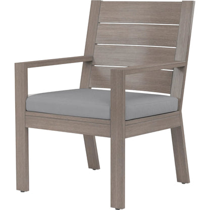 Laguna Outdoor Dining Chair by Sunset West in browns. Made from aluminum in a modern style.