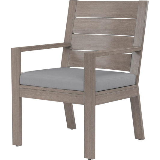 Laguna Outdoor Dining Chair by Sunset West in browns. Made from aluminum in a modern style.