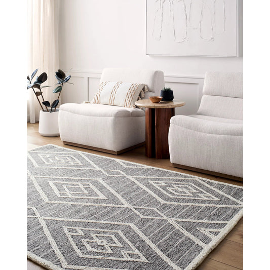 Jules Rug - 485614 by Livabliss in grey, desert sand, pearl, ash, nickel. Made from wool in a unique style.