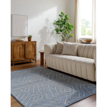 Jules JLS-2301 Rug by Livabliss in slate blue, ivory. Made from face: 100% wool, warp: 100% cotton in a unique style.