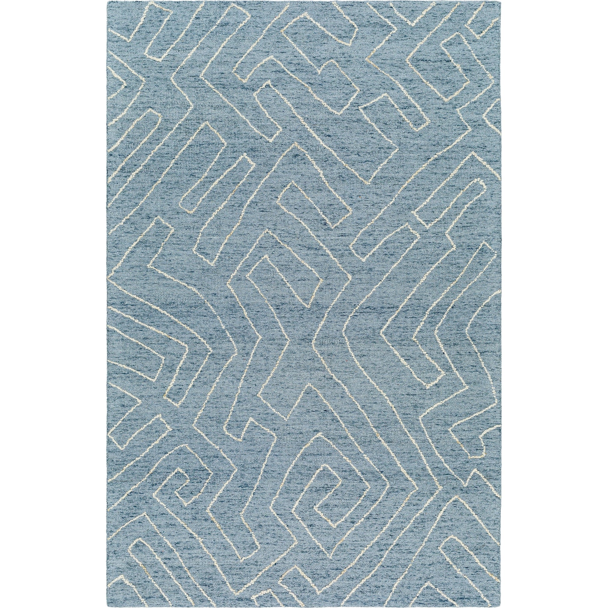 Jules JLS-2301 Rug by Livabliss in slate blue, ivory. Made from face: 100% wool, warp: 100% cotton in a unique style.