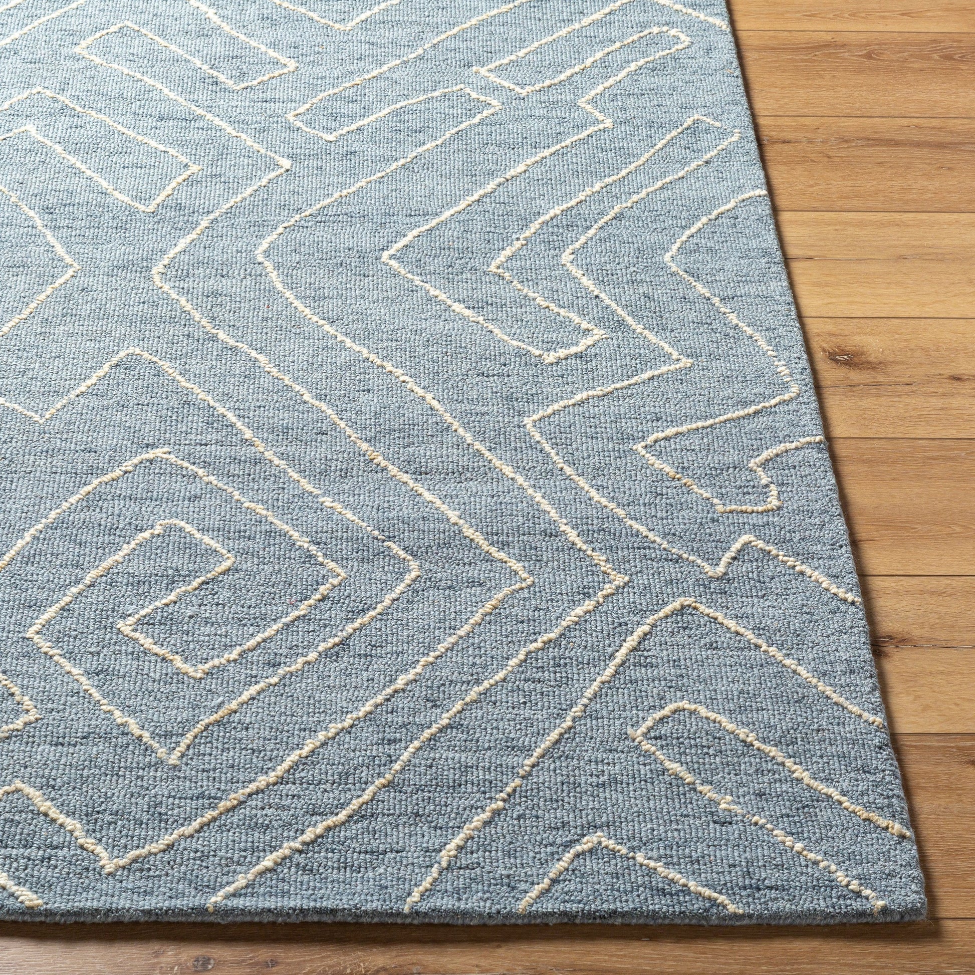 Jules JLS-2301 Rug by Livabliss in slate blue, ivory. Made from face: 100% wool, warp: 100% cotton in a unique style.