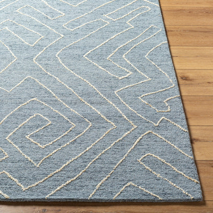 Jules JLS-2301 Rug by Livabliss in slate blue, ivory. Made from face: 100% wool, warp: 100% cotton in a unique style.