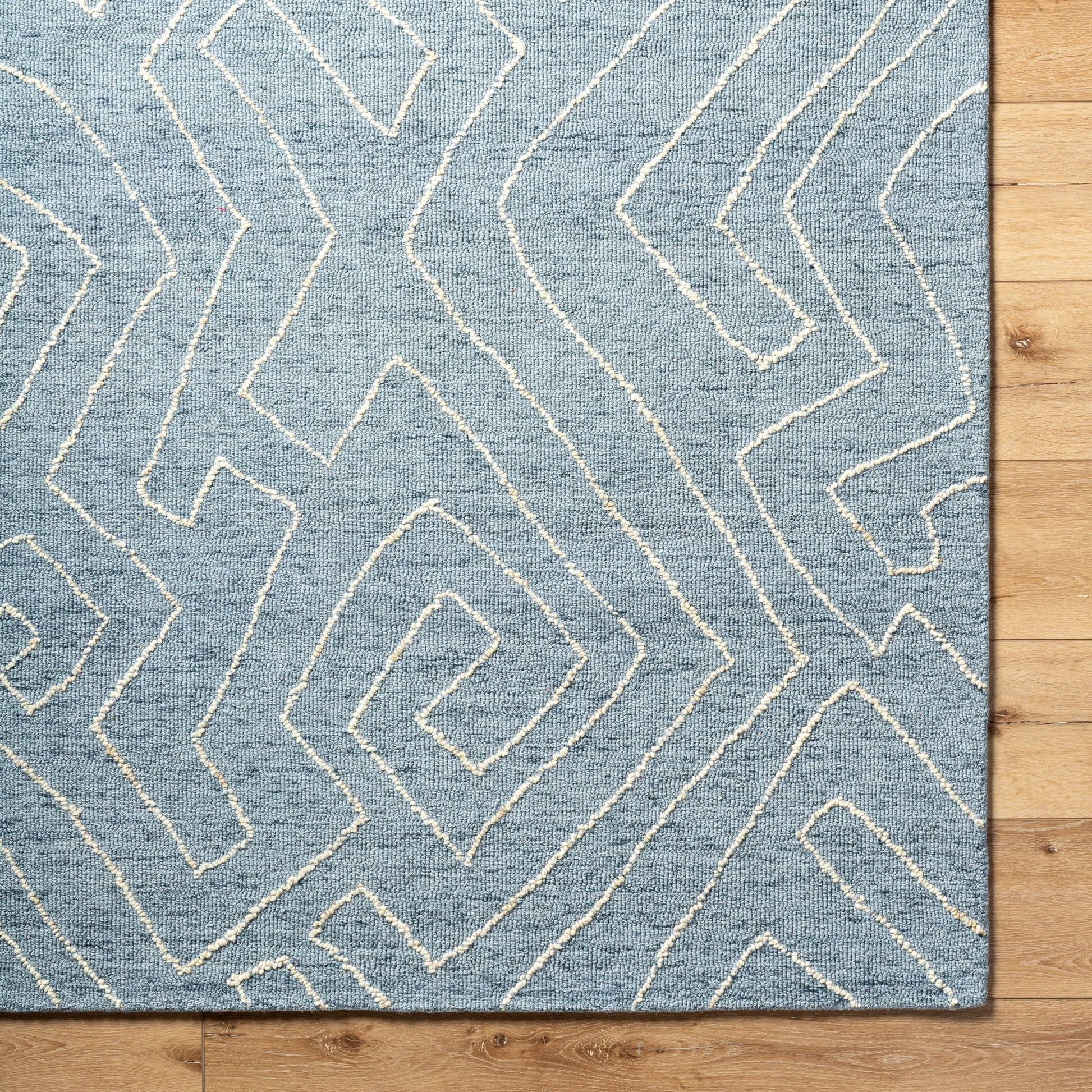 Jules JLS-2301 Rug by Livabliss in slate blue, ivory. Made from face: 100% wool, warp: 100% cotton in a unique style.