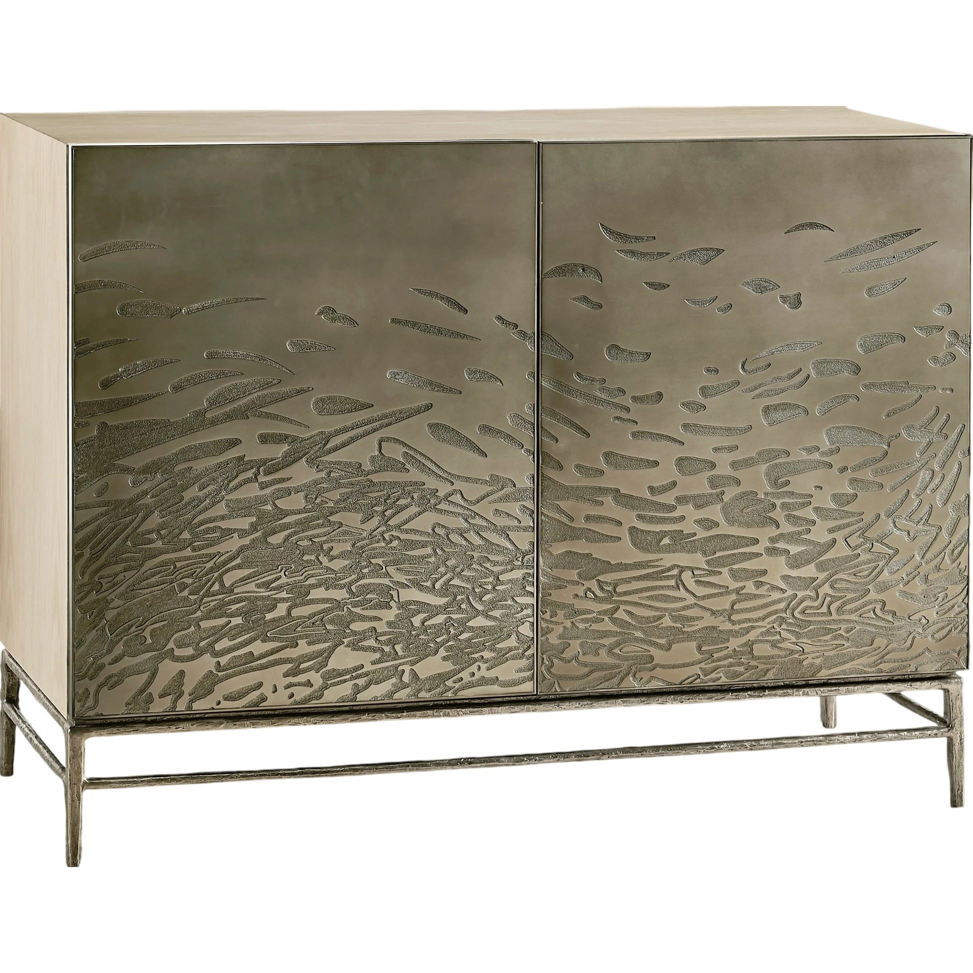 Water Diel Acid Etched Door Chest by Jonathan Charles in bleached oak. Made from oak, cast metal in a modern style.