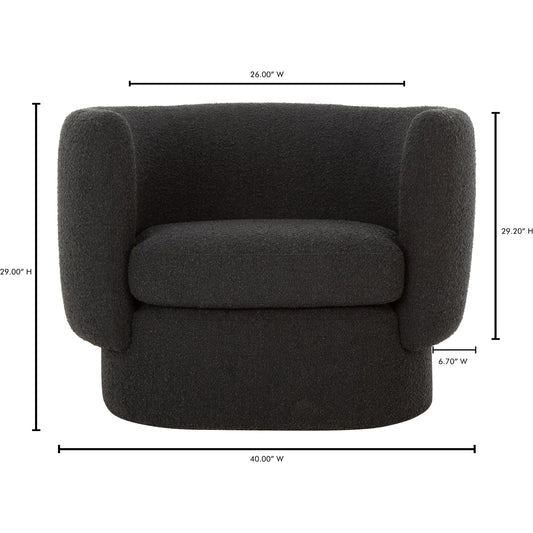 Koba Chair by Moe's Home Collection in maya black. Made from upholstery: 95% polyester, 5% acrylic, fsc certified pine, plywood frame, s-spring, webbing support, foam in a modern style.