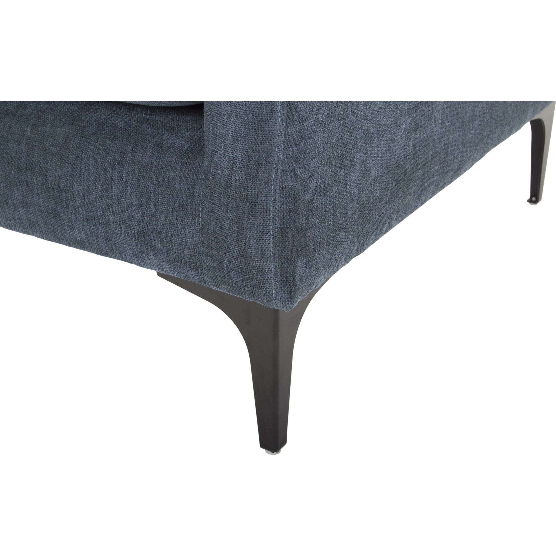 Paris Armchair by Moe's Home Collection in blue. Made from upholstery: 100% polyester, pine, plywood frame, webbing support, steel legs, foam in a transitional style.