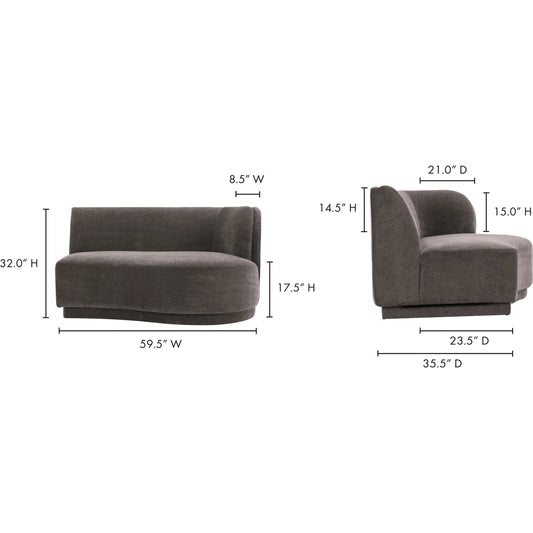 Yoon 2 Seat Sofa by Moe's Home Collection. Made from upholstery: 100% polyester, fsc wood 100% on frame, webbing, coil spring support, high resilience fire retardant foam, fiber fill in a unique style.