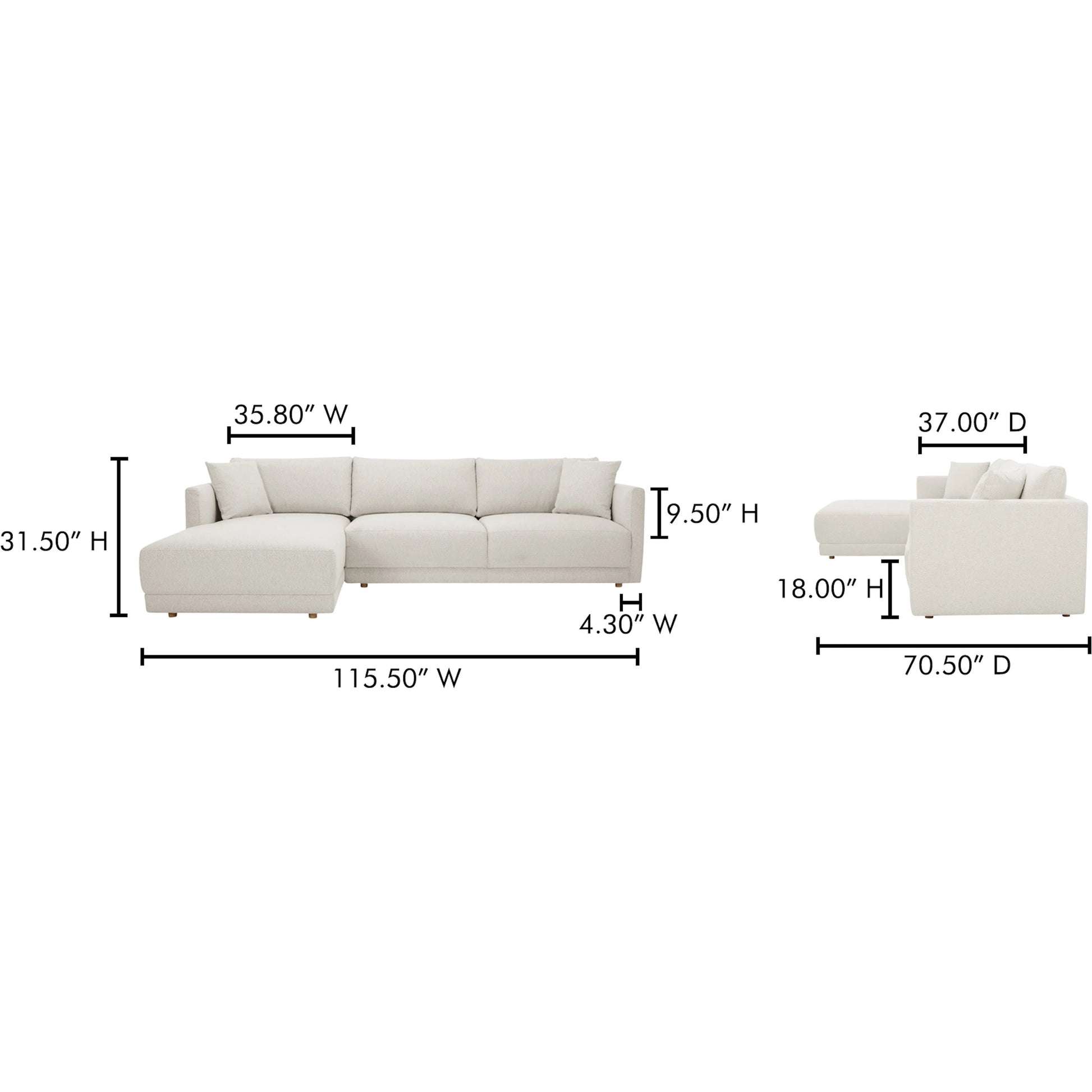 Bryn Sectional by Moe's Home Collection. Made from unique in a transitional style.