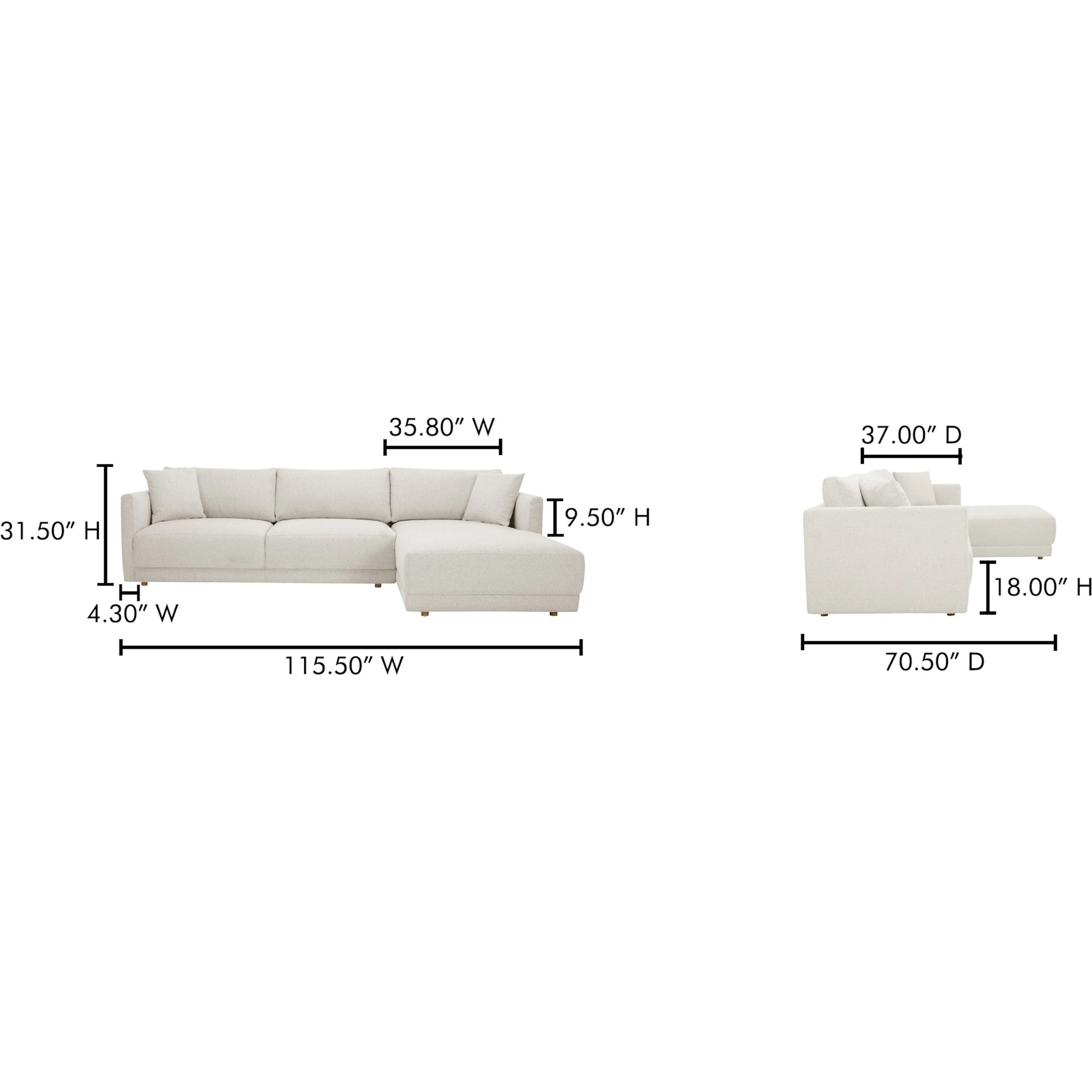 Bryn Sectional by Moe's Home Collection. Made from unique in a transitional style.