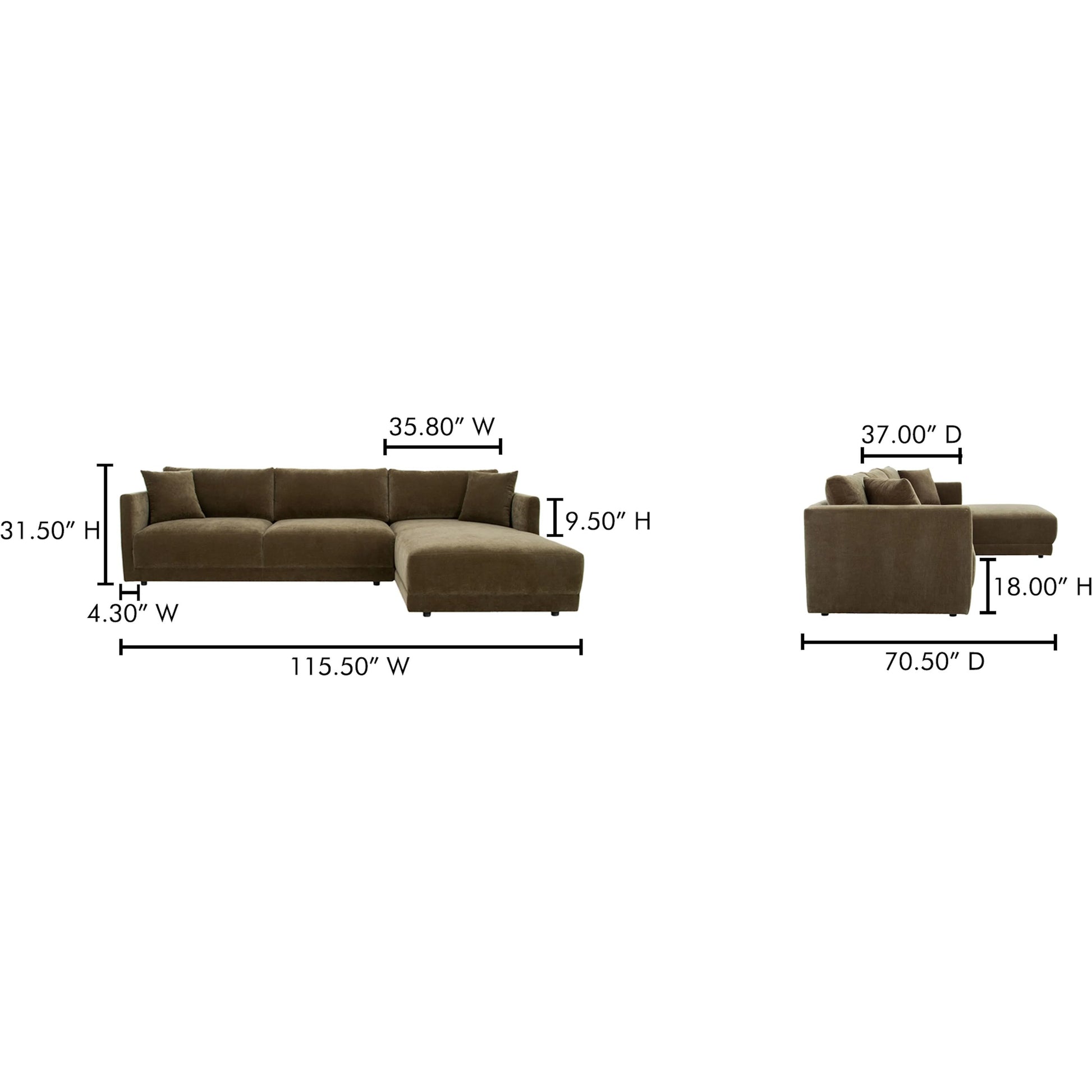 Bryn Sectional by Moe's Home Collection. Made from unique in a transitional style.