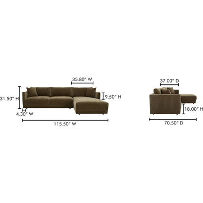 Bryn Sectional by Moe's Home Collection. Made from unique in a transitional style.