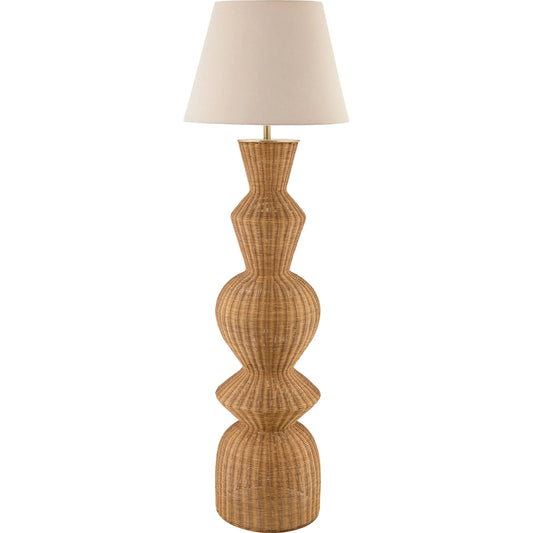 Jember Accent Floor Lamp by Surya in cream, white, brown. Made from rattan, iron, linen, polyester in a unique style.