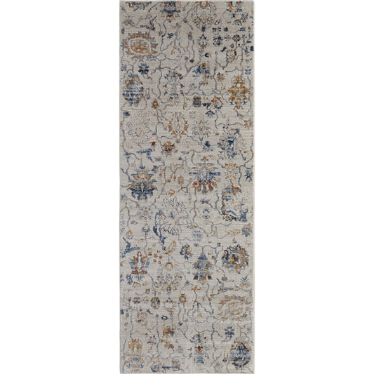Kaia Transitional & Botanical Rug - 39GPF by Feizy in ivory, orange, blue. Made from unique in a unique style.
