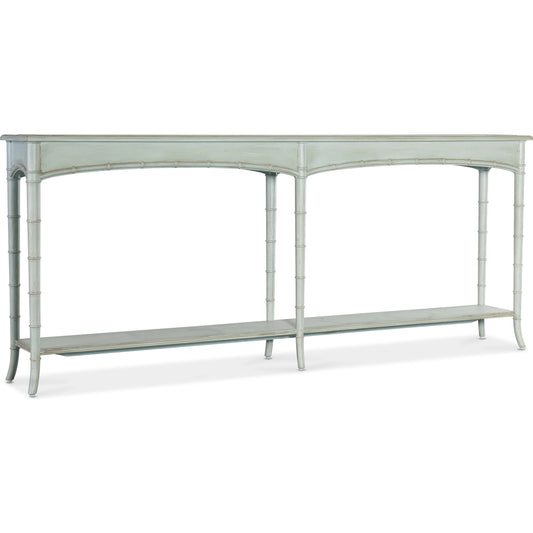Charleston Console Table by Hooker Furniture in haint blue. Made from maple veneers, resin in a traditional style.