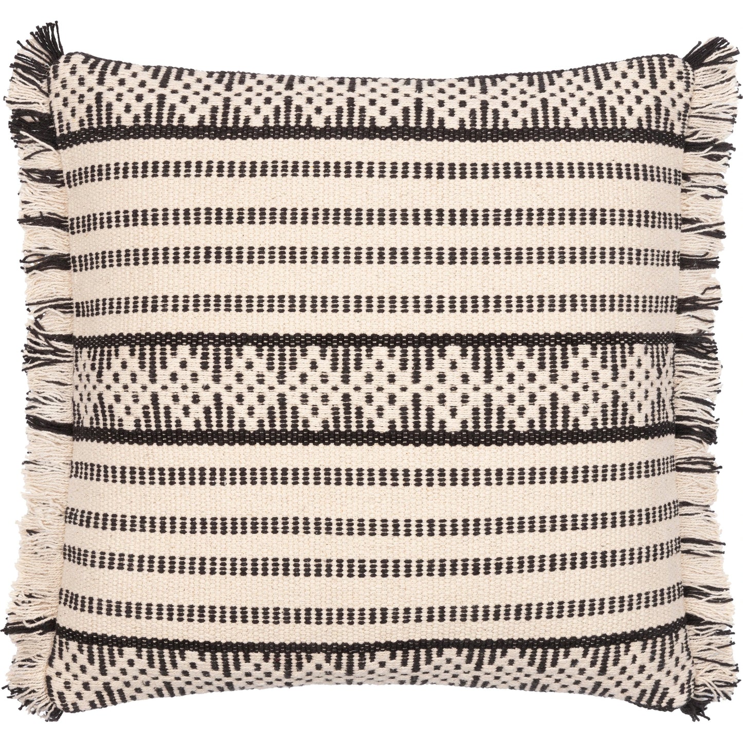 002 SI-1883387,SI-1883388,SI-1883389,SI-1883390 | Primary Silo | Jasna Pillow - 27455 by Surya in cream, black. Made from 100% cotton in a eclectic & global style.