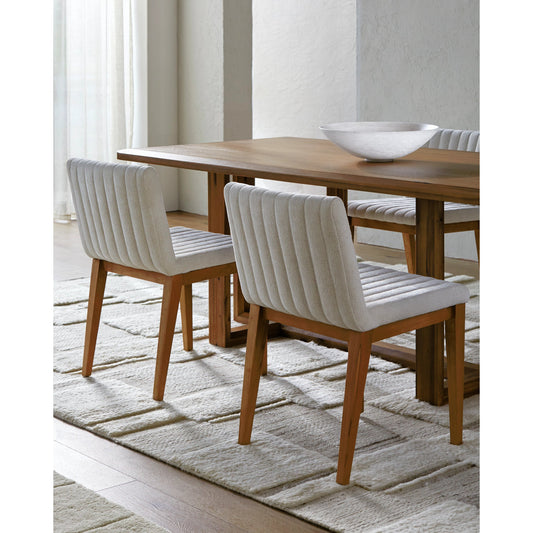 Joanne Dining Chair - 528985 by Surya in base: wheat and brushed. Made from polyester, rubber wood, polyurethane foam, dacron in a modern style.