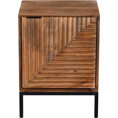 Nikita Nightstand by LH Imports in pecan and pecan, black. Made from mango wood, iron base in a unique style.