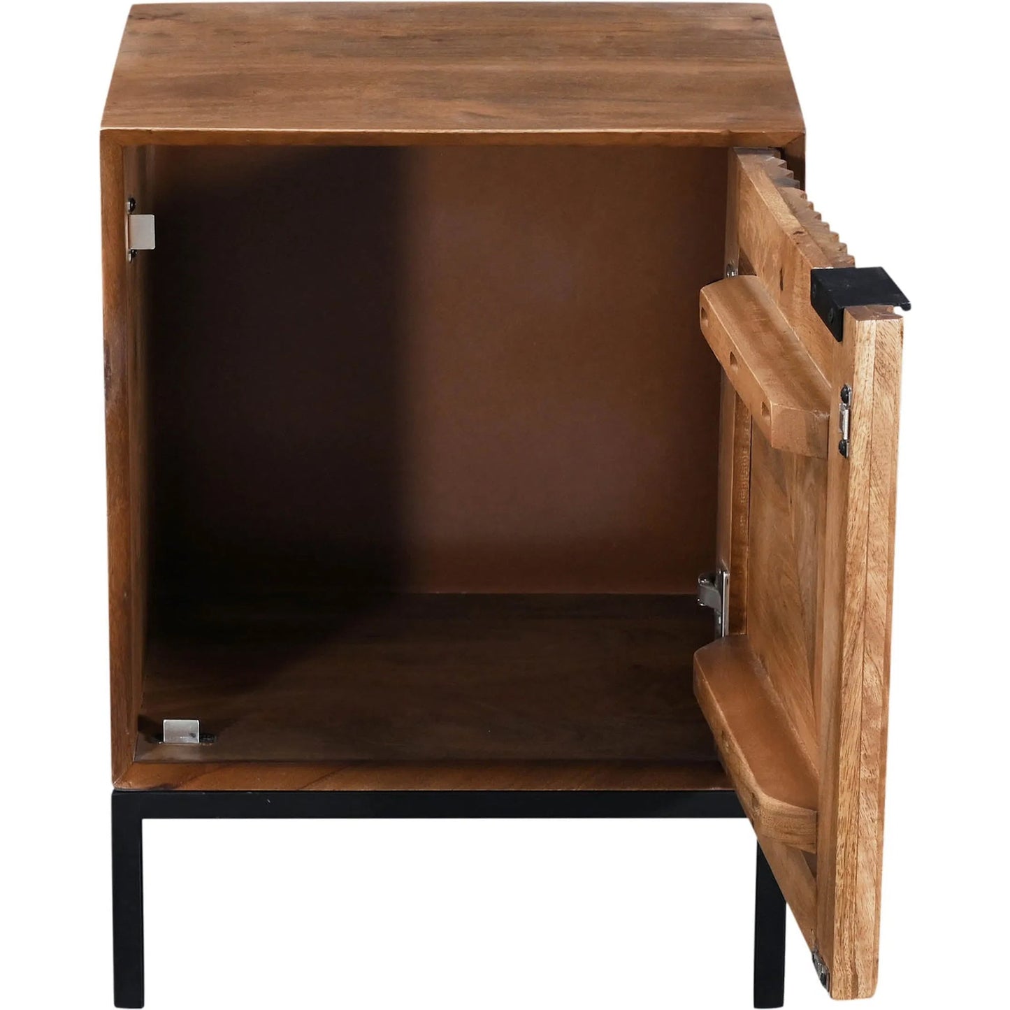 007 SI-2325092 | Additional Silo | Nikita Nightstand by LH Imports in pecan and pecan, black. Made from mango wood, iron base in a unique style.