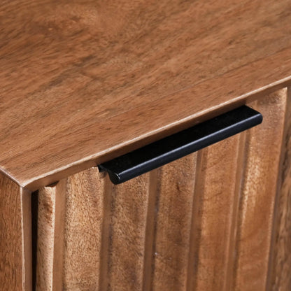 Nikita Nightstand by LH Imports in pecan and pecan, black. Made from mango wood, iron base in a unique style.
