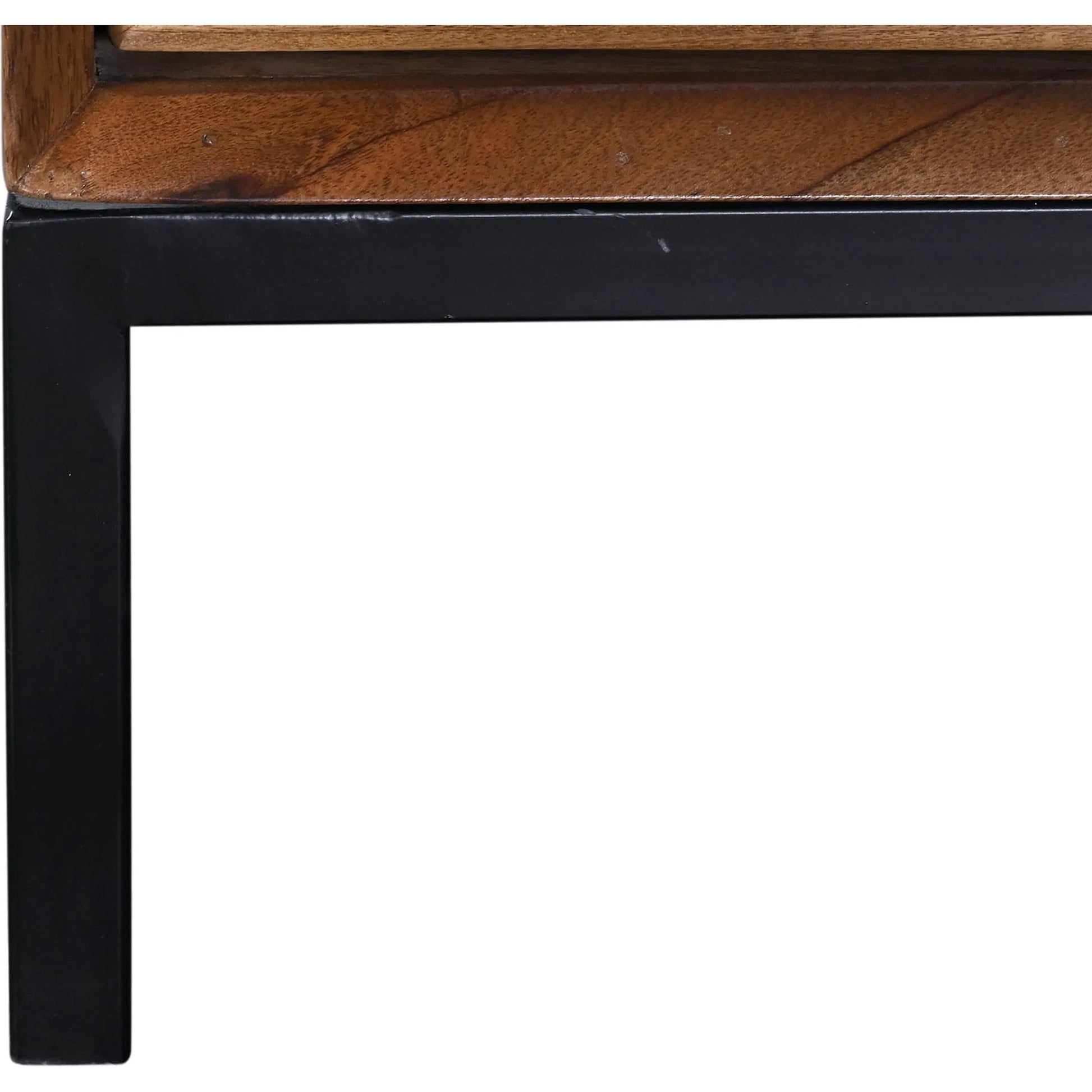 Nikita Nightstand by LH Imports in pecan and pecan, black. Made from mango wood, iron base in a unique style.