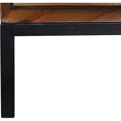 Nikita Nightstand by LH Imports in pecan and pecan, black. Made from mango wood, iron base in a unique style.