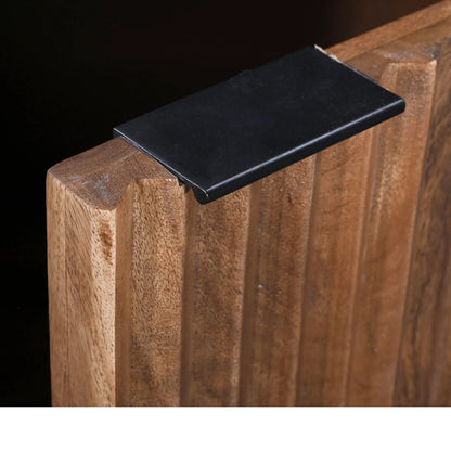 Nikita Nightstand by LH Imports in pecan and pecan, black. Made from mango wood, iron base in a unique style.