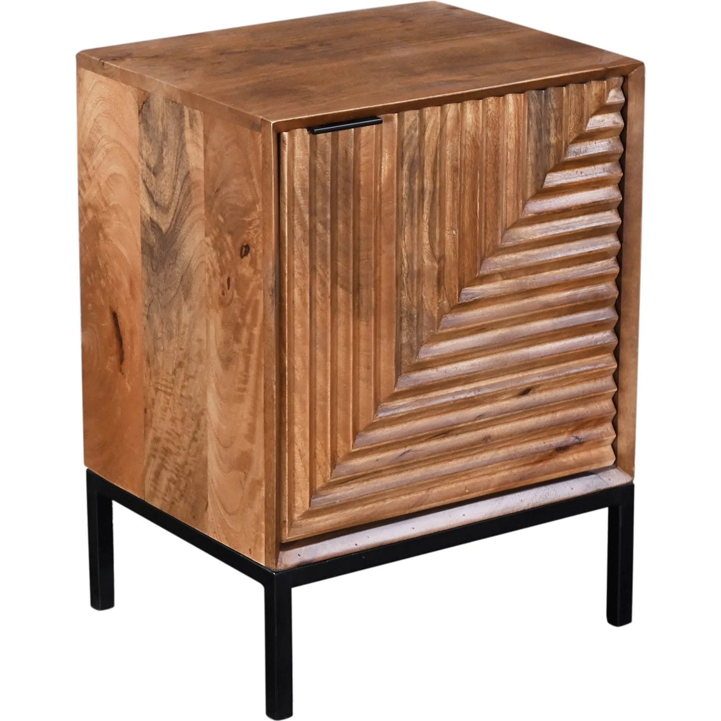 000 SI-2325092 | Primary Silo | Nikita Nightstand by LH Imports in pecan and pecan, black. Made from mango wood, iron base in a unique style.
