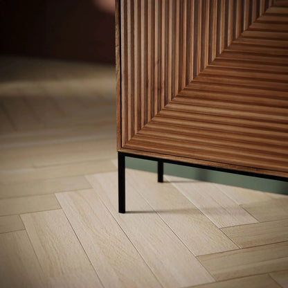Nikita Sideboard by LH Imports in pecan and pecan, black. Made from mango wood, iron base in a unique style.