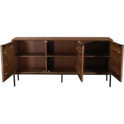 Nikita Sideboard by LH Imports in pecan and pecan, black. Made from mango wood, iron base in a unique style.
