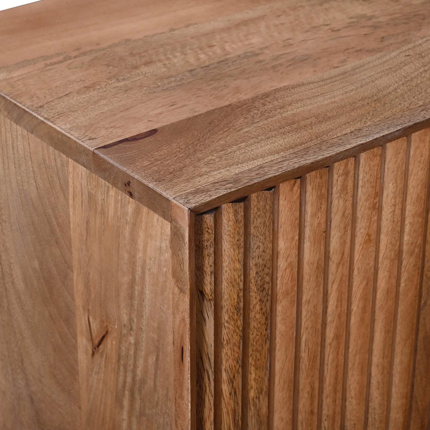010 SI-2325093 | Closeup | Nikita Sideboard by LH Imports in pecan and pecan, black. Made from mango wood, iron base in a unique style.