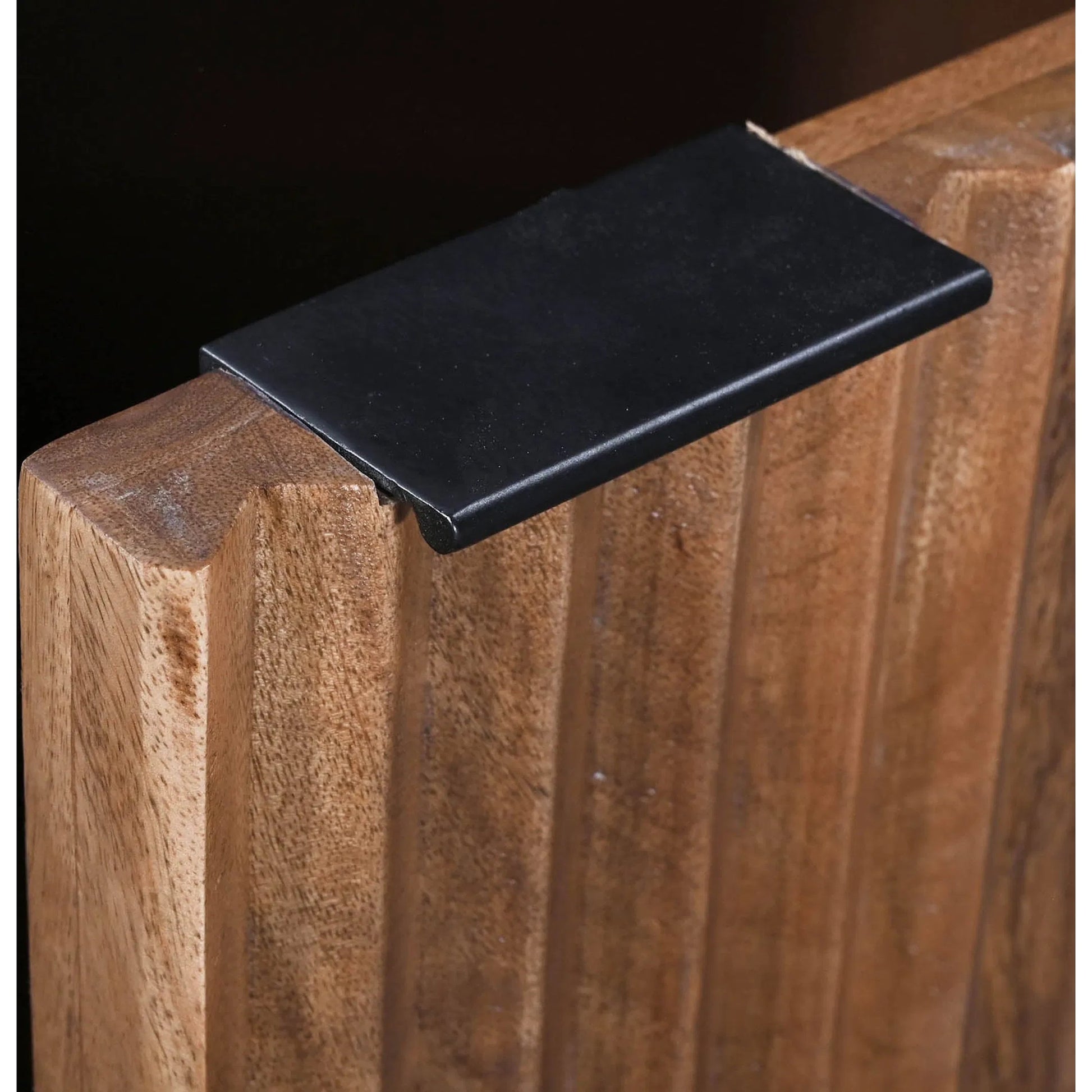 Nikita Sideboard by LH Imports in pecan and pecan, black. Made from mango wood, iron base in a unique style.