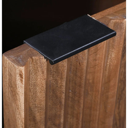 Nikita Sideboard by LH Imports in pecan and pecan, black. Made from mango wood, iron base in a unique style.