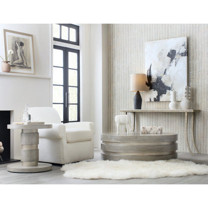Melange Sabre Console Table by Hooker Furniture in silver. Made from metal, marble in a modern style.