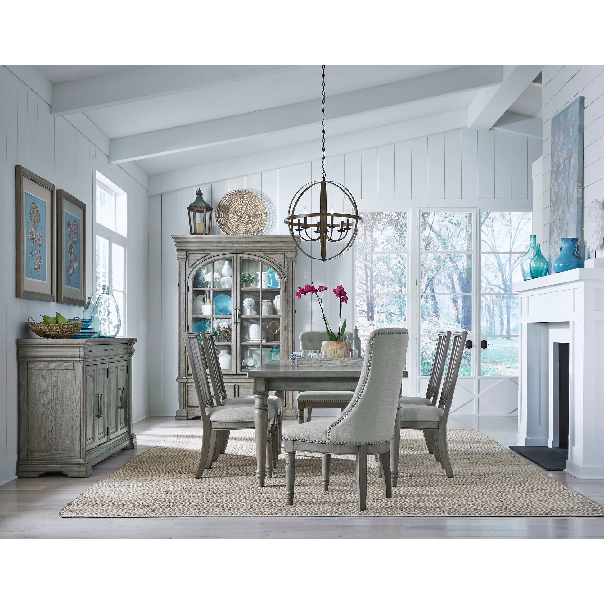 Madison Ridge China by Pulaski Furniture in bluff grey. Made from asian hardwood, oak veneers in a traditional style.