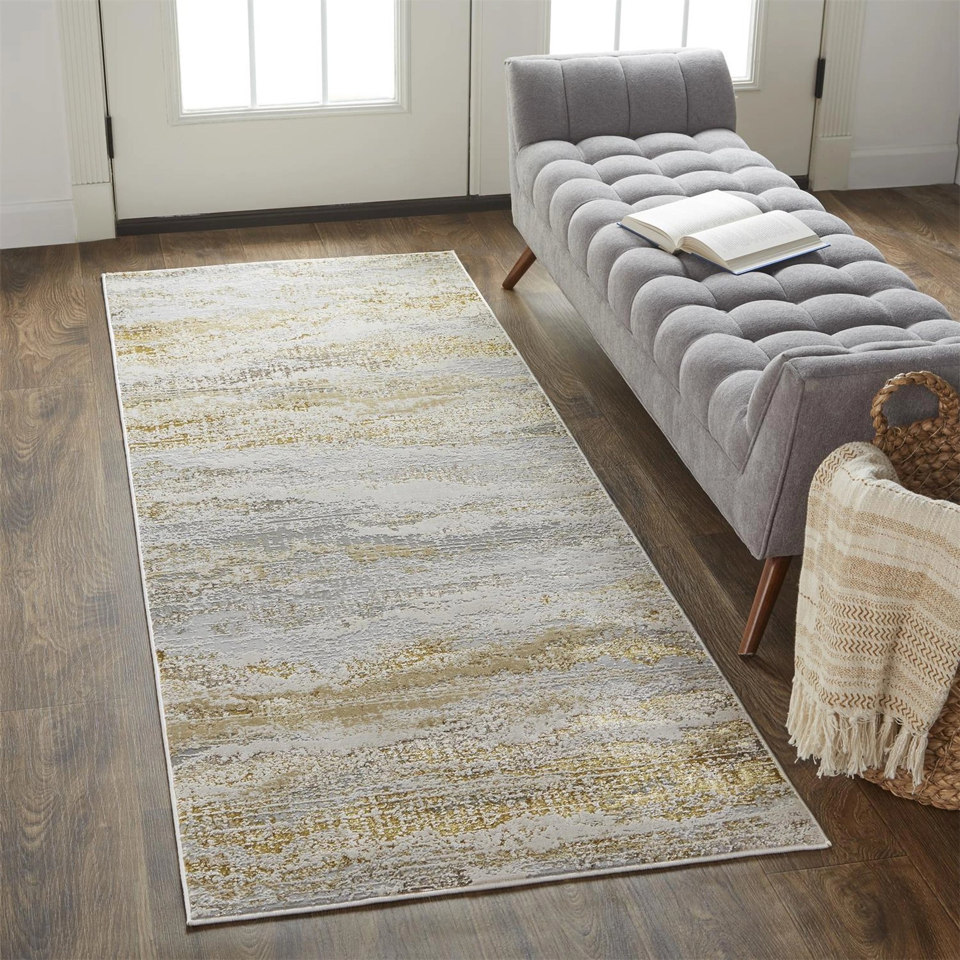 Aura Rug - 3735F by Feizy in gold, gray, ivory. Made from polyester, polypropylene in a unique style.