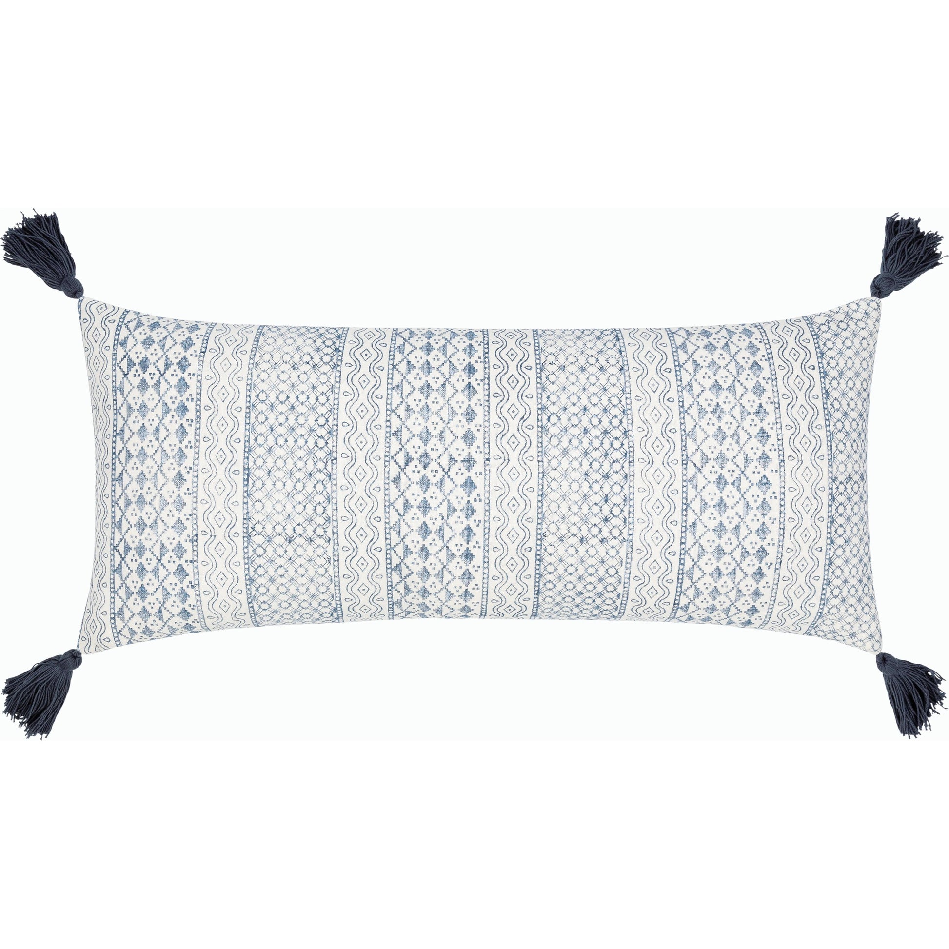 Prisha Pillow - 8032 by Livabliss in navy, light beige. Made from 100% cotton in a eclectic & global style.