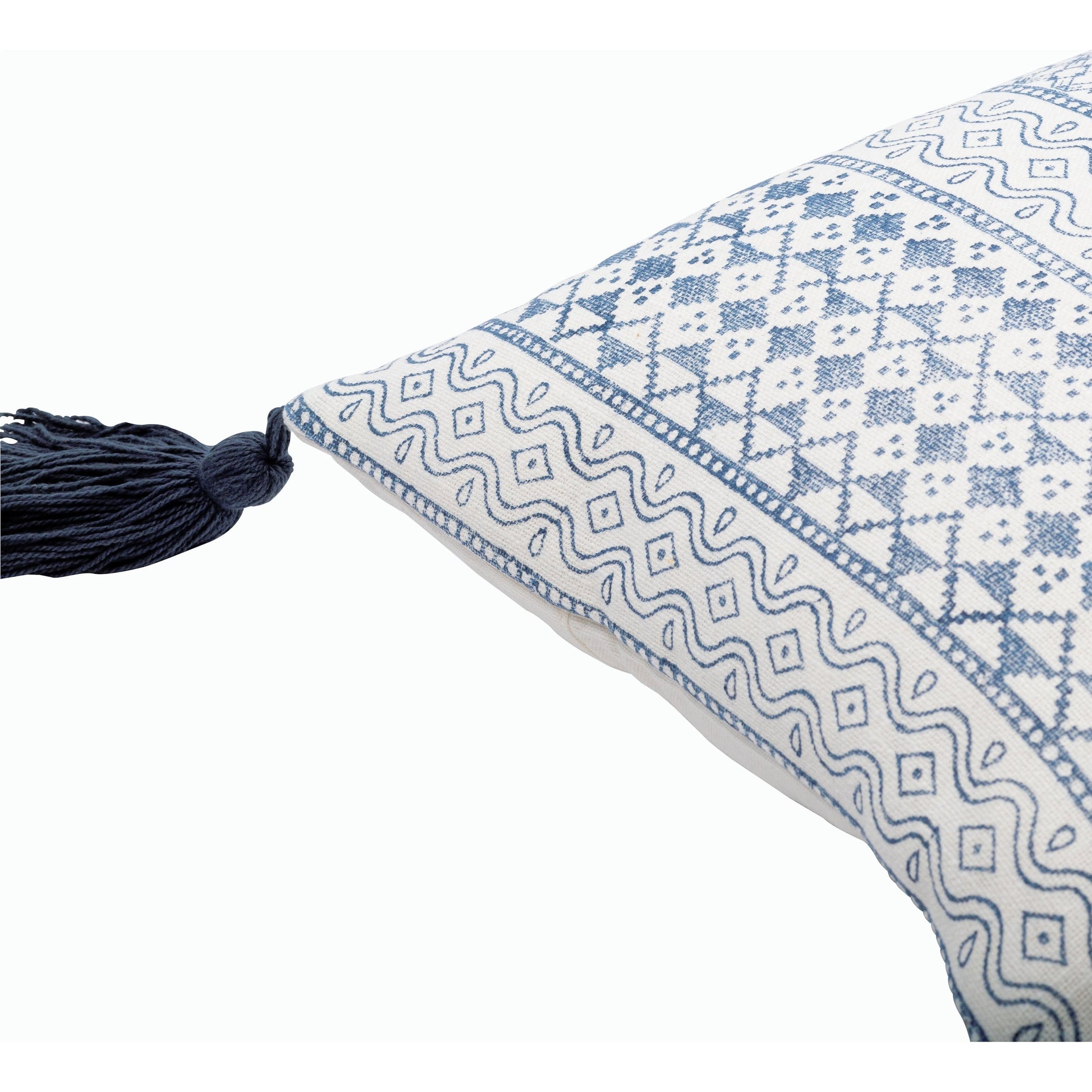 Prisha Pillow - 8032 by Livabliss in navy, light beige. Made from 100% cotton in a eclectic & global style.