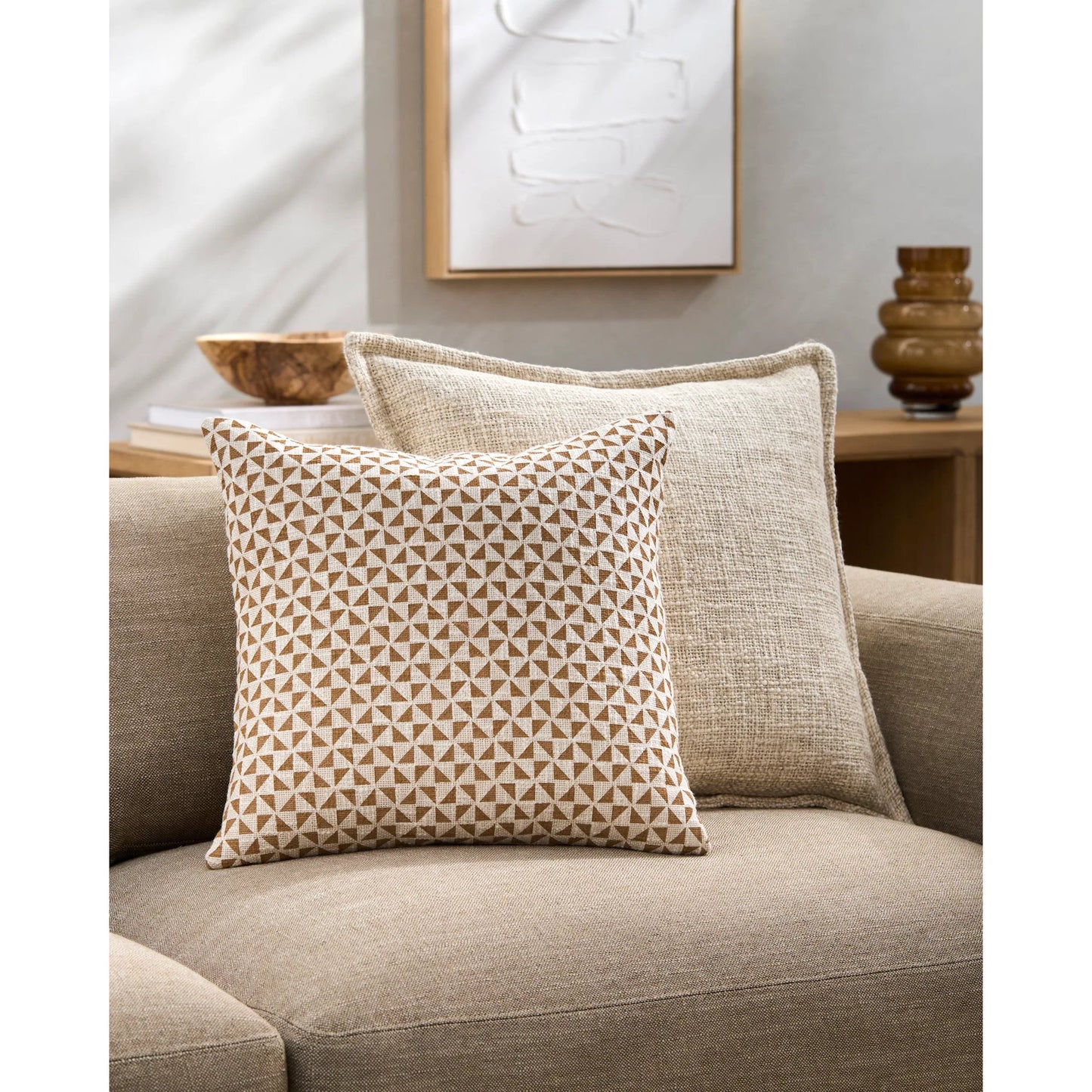 019 SI-1883291,SI-1883292,SI-1883295,SI-1883296 | Lifestyle | Janya Pillow - 6686 by Surya in light beige, tan. Made from 100% cotton in a eclectic & global style.