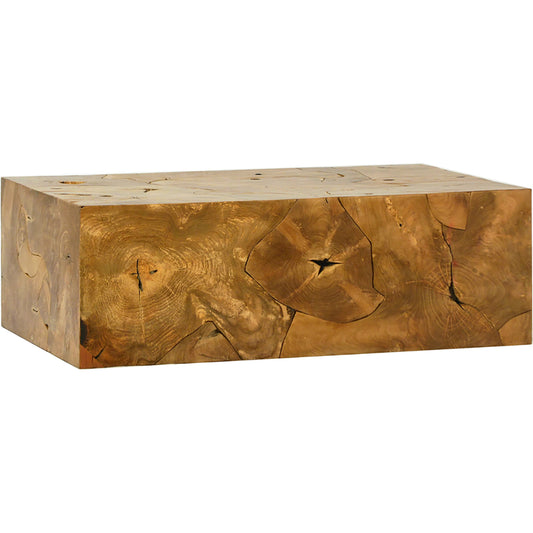 Scarlett Reclaimed Teak Coffee Table by Arch & Plane in brown and natural clear sealed finish. Made from teak wood in a modern style.