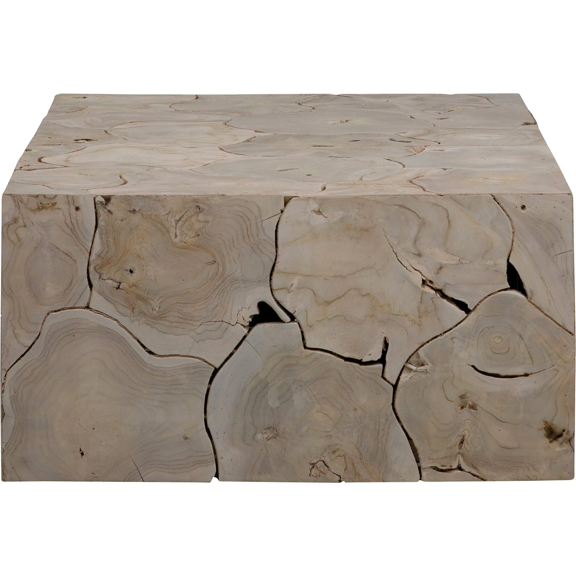 Scarlett Reclaimed Teak Coffee Table by Arch & Plane in brown and natural clear sealed finish. Made from teak wood in a modern style.