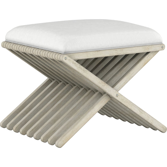 Cotiere Single Bench by A.R.T. Furniture in beige and linen. Made from parawood solids, foam, fabric in a modern style.