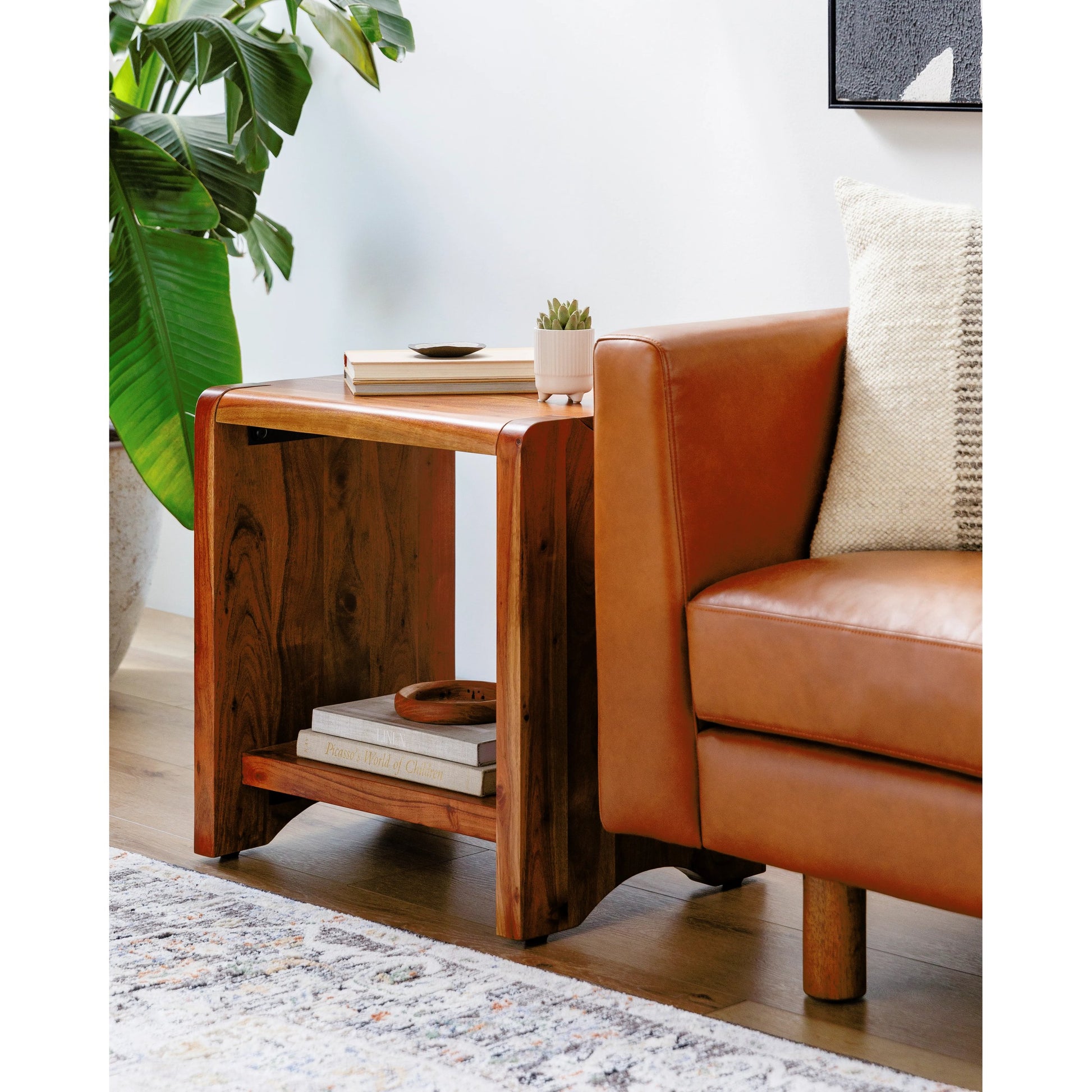 Joiner - 499047 by Surya in brown and lacquered. Made from acacia in a rustic style.