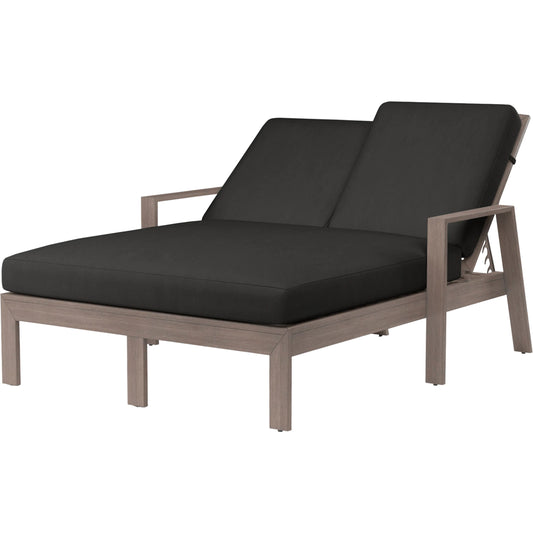 Laguna Outdoor Double Chaise Lounge by Sunset West in browns. Made from aluminum in a modern style.