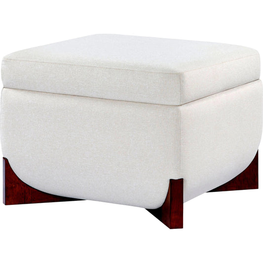 Jovie Ottoman by Surya in beige, brown. Made from polyester, rubber wood, polyurethane foam in a transitional style.