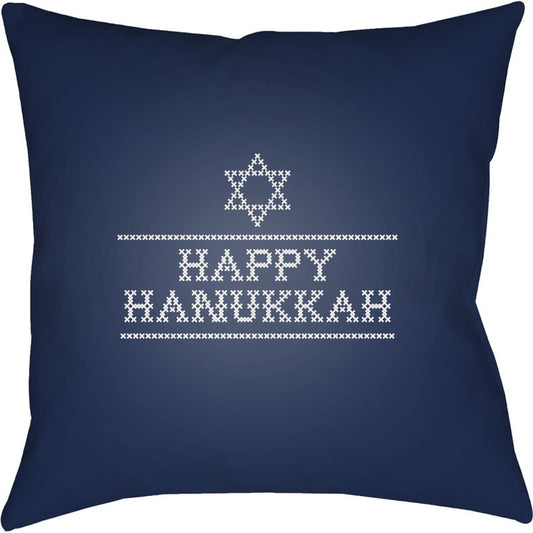 Happy Hannukah II Pillow - 18483 by Livabliss. Made from front: 100% polyester, back: 100% polyester in a traditional style.