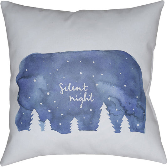 Silent Night Pillow - 30009 by Livabliss in white, blue. Made from front: 100% polyester, back: 100% polyester in a modern style.