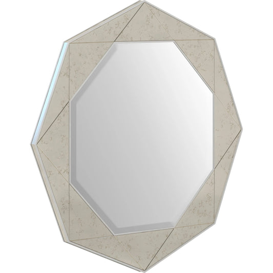 Mezzanine Round Mirror by A.R.T. Furniture in dove gray. Made from parawood, poplar solids, mirror in a modern style.