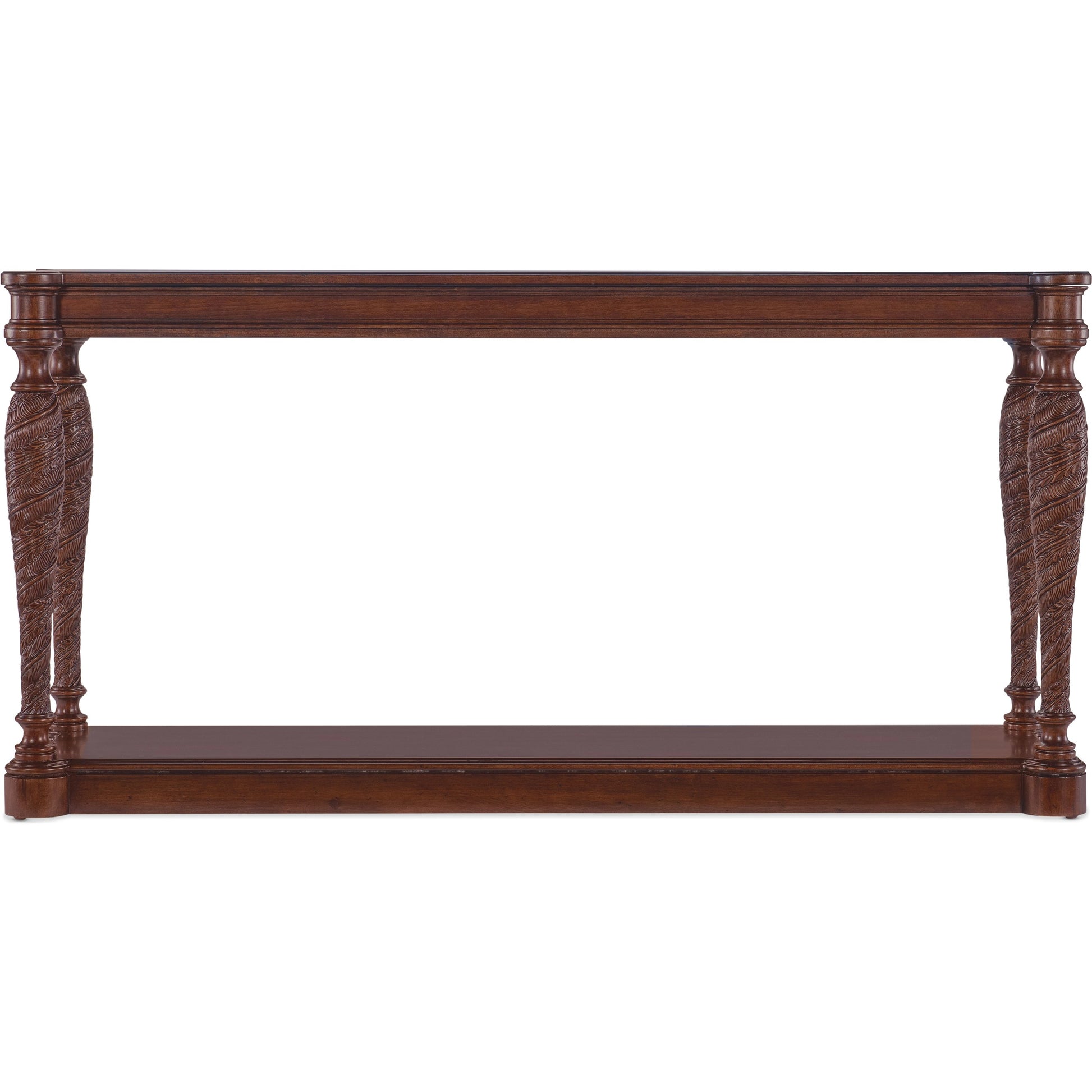 Charleston 64" Console Table by Hooker Furniture in maraschino cherry. Made from cherry veneers, solid-wood edge top in a traditional style.